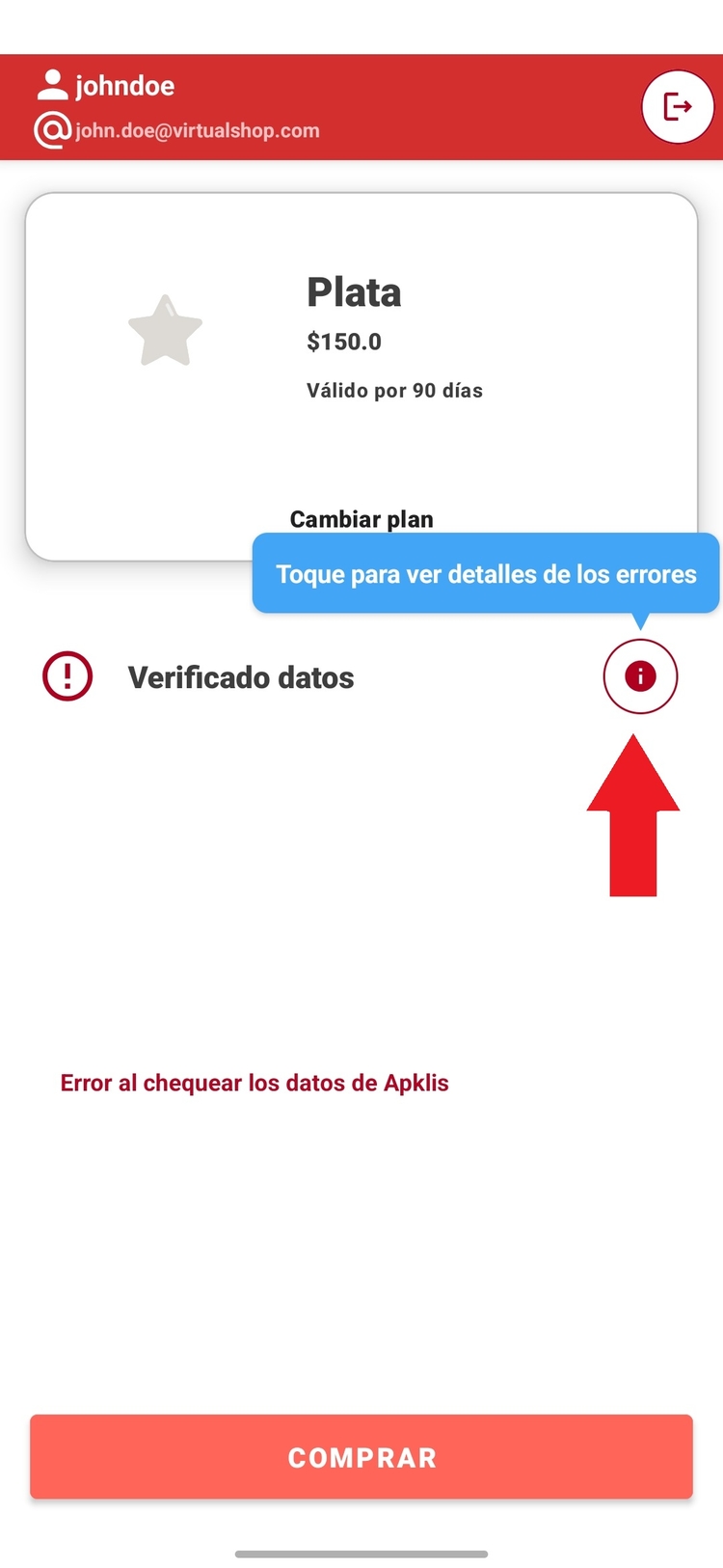 Botón de mostrar errores